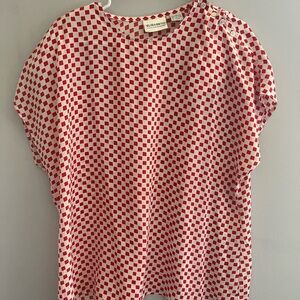 Vintage Liz Claiborne Red Checked Boxy Blouse